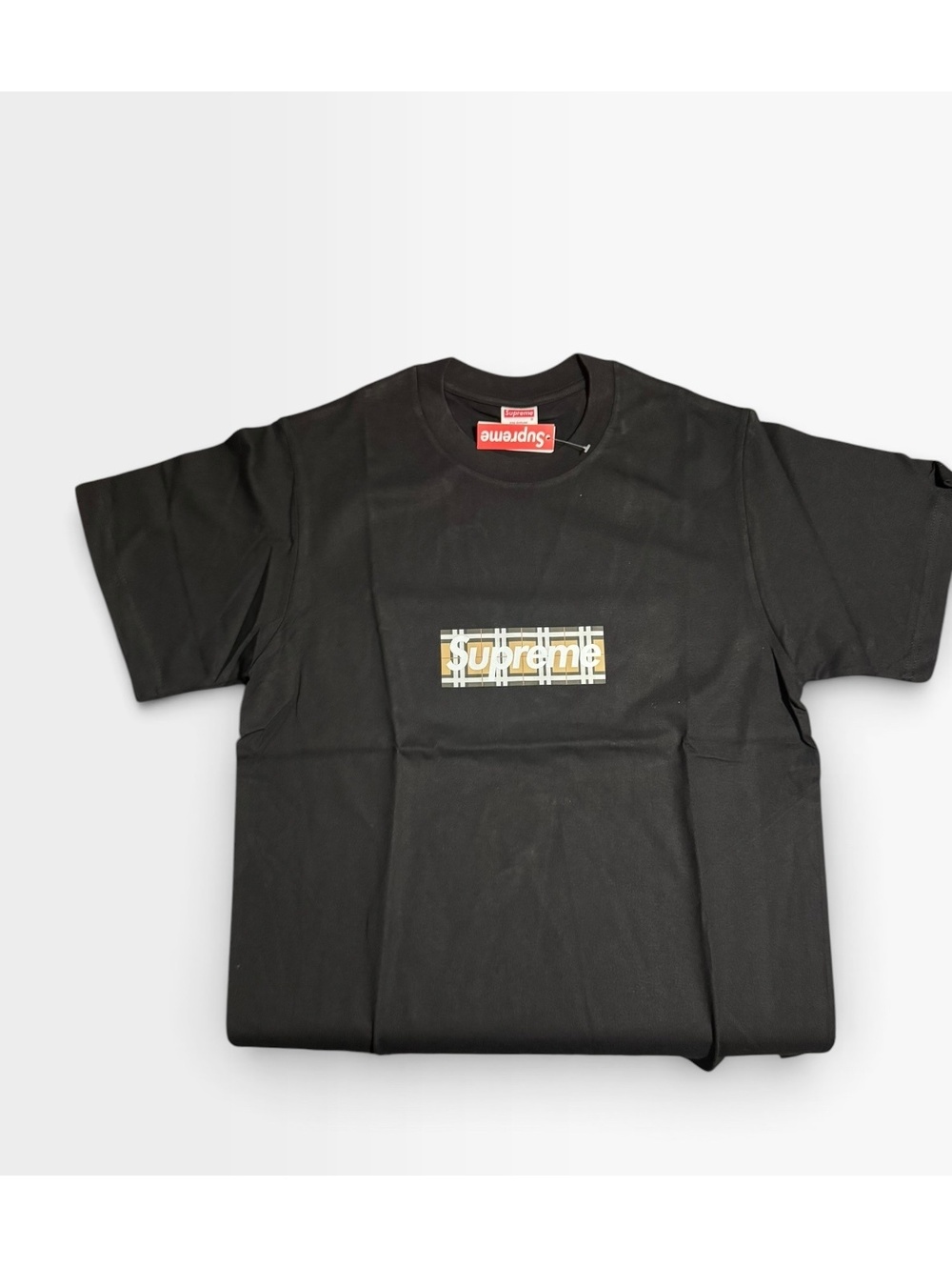Supreme plaid box logo black T-shirt